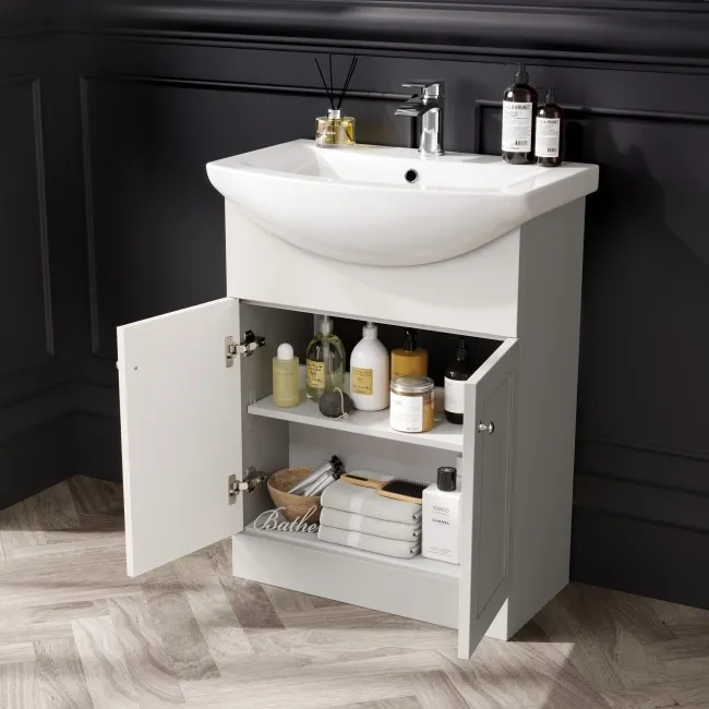 Capri Cotton White Combination Vanity Basin and Miami Toilet 1150mm - Chrome Handles