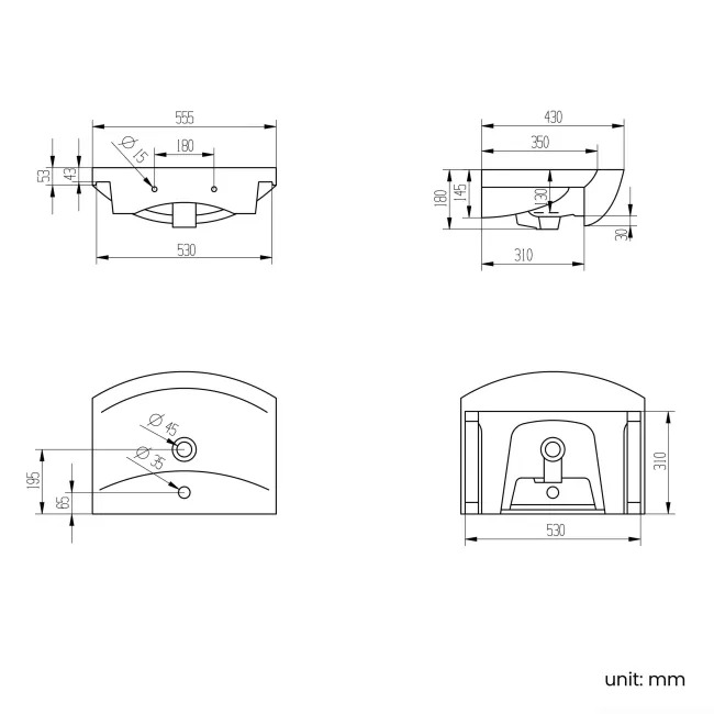 Capri Fog Grey Vanity with Semi Recessed Basin 550mm - Chrome Handles