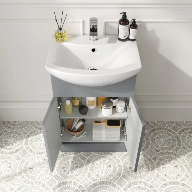 Capri Fog Grey Combination Vanity Basin and Houston Toilet 1050mm - Chrome Handles