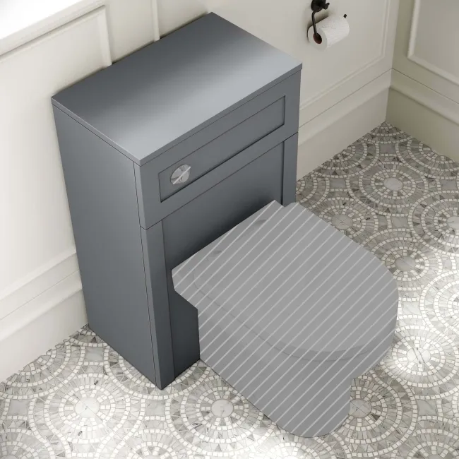 Capri Fog Grey Basin Vanity and Back To Wall Unit 1150mm (Excludes Toilet) - Chrome Handles