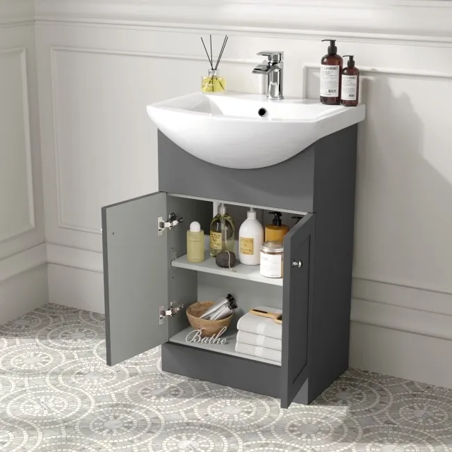 Capri Slate Grey Combination Vanity Basin and Miami Toilet 1050mm - Chrome Handles