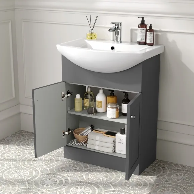 Capri Slate Grey Combination Vanity Basin and Houston Toilet 1150mm - Chrome Handles