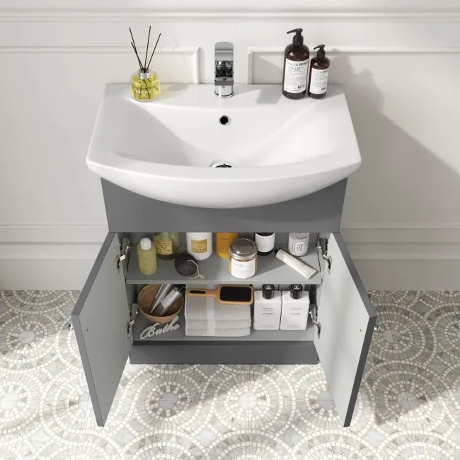 Capri Slate Grey Combination Vanity Basin and Houston Toilet 1150mm - Chrome Handles