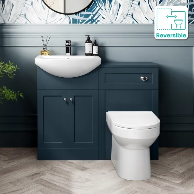 Capri Navy Blue Combination Vanity Basin and Miami Toilet 1050mm - Chrome Handles
