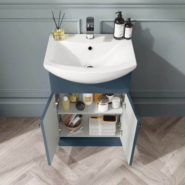 Capri Navy Blue Combination Vanity Basin and Miami Toilet 1050mm - Chrome Handles