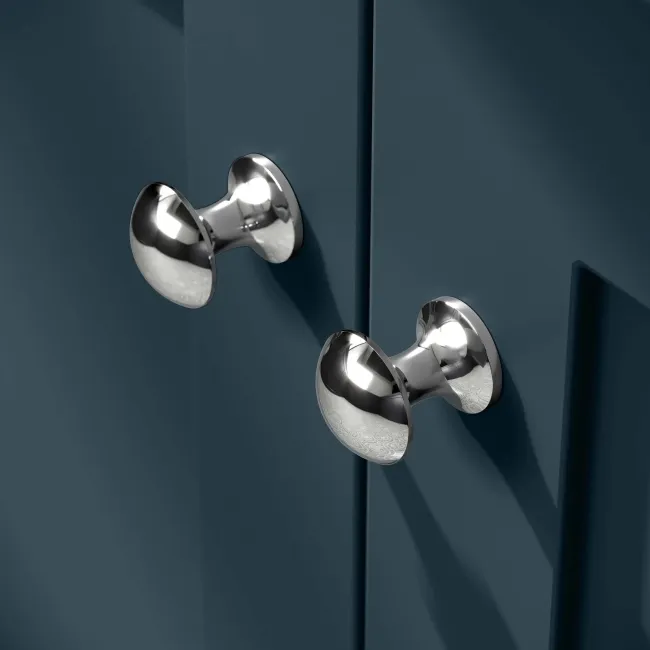 Capri Navy Blue Basin Vanity and Back To Wall Unit 1150mm (Excludes Toilet) - Chrome Handles