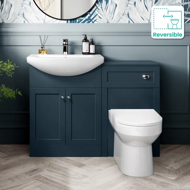Capri Navy Blue Combination Vanity Basin and Miami Toilet 1150mm - Chrome Handles