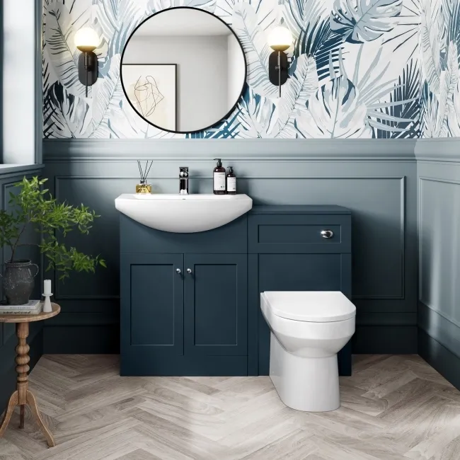Capri Navy Blue Combination Vanity Basin and Miami Toilet 1150mm - Chrome Handles