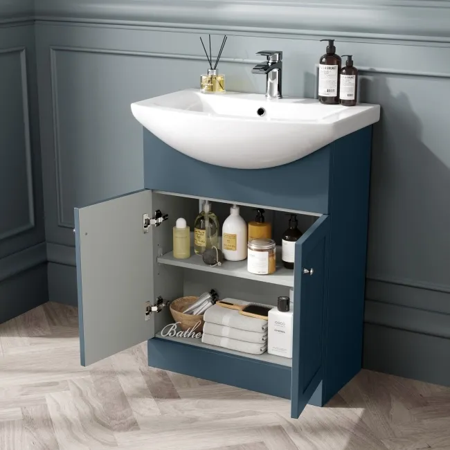 Capri Navy Blue Combination Vanity Basin and Miami Toilet 1150mm - Chrome Handles
