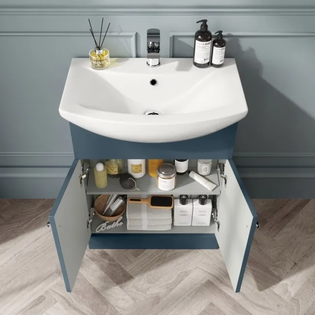 Capri Navy Blue Combination Vanity Basin and Miami Toilet 1150mm - Chrome Handles