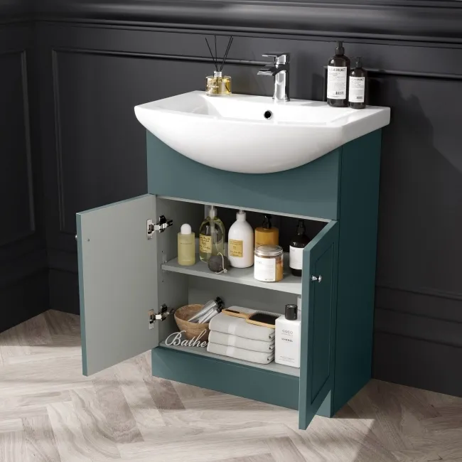 Capri Mystic Green Combination Vanity Basin and Miami Toilet 1150mm - Chrome Handles
