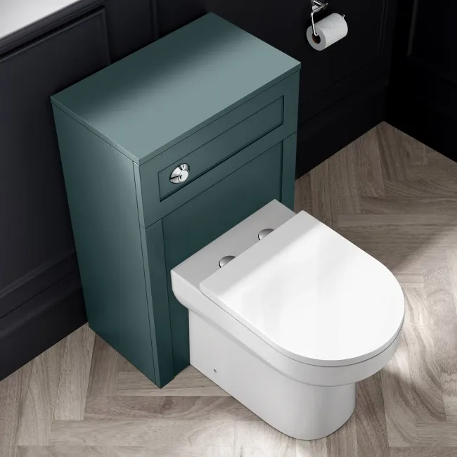 Capri Mystic Green Combination Vanity Basin and Miami Toilet 1150mm - Chrome Handles