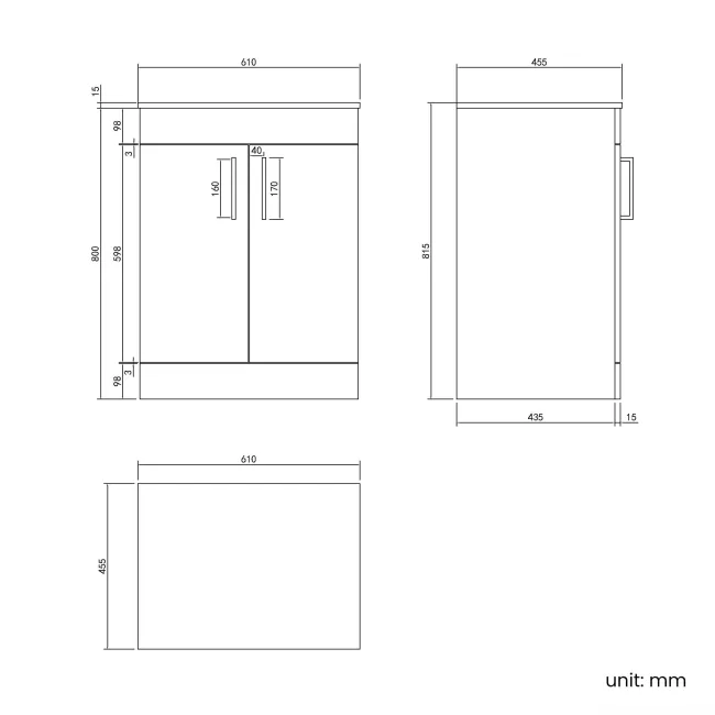 Mersey Gloss White Vanity 600mm - Excludes Counter Top Basin