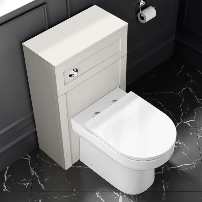 Milos Cotton White Combination Vanity Basin and Miami Toilet 1300mm - Chrome Handles