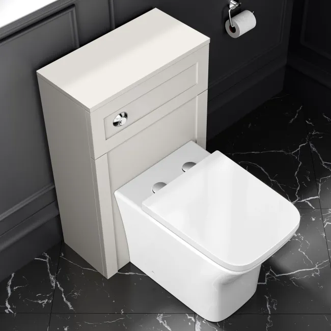 Milos Cotton White Combination Vanity Basin and Houston Toilet 1300mm - Chrome Handles