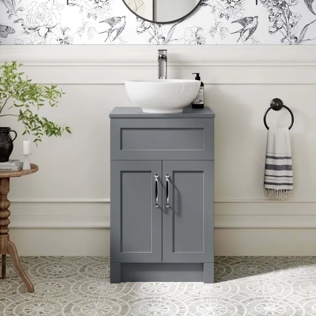 Milos Fog Grey Vanity with Mesa Basin 500mm - Traditional Handles
