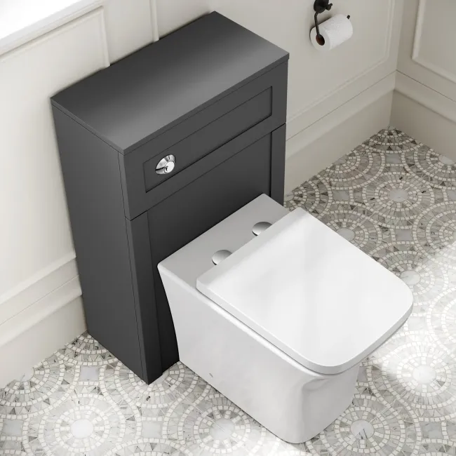 Milos Slate Grey Combination Vanity Basin and Houston Toilet 1300mm - Chrome Handles