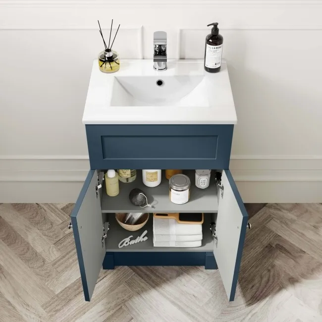 Milos Navy Blue Basin Vanity 500mm - Brushed Handles