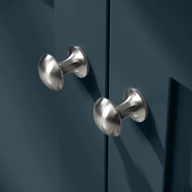 Milos Navy Blue Vanity with Troy Basin 600mm - Brushed Handles
