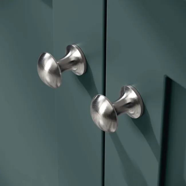 Milos Mystic Green Basin Vanity 600mm - Brushed Handles