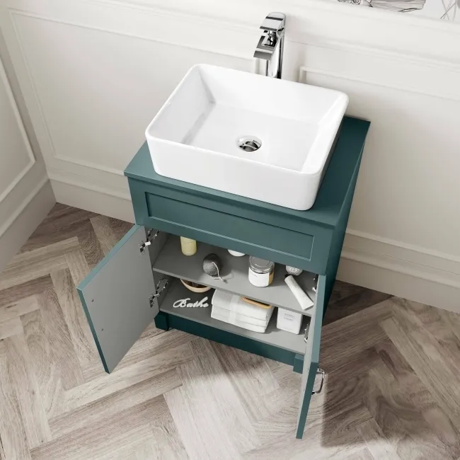 Milos Mystic Green Vanity with Troy Basin 600mm - Traditional Handles