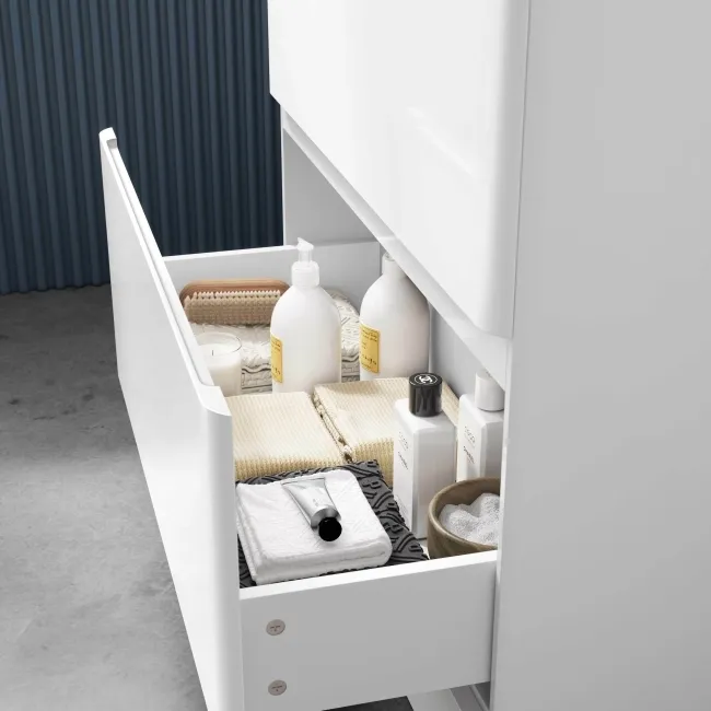Corsica Gloss White Vanity Drawer with Marble Top & Marin Basin 800mm
