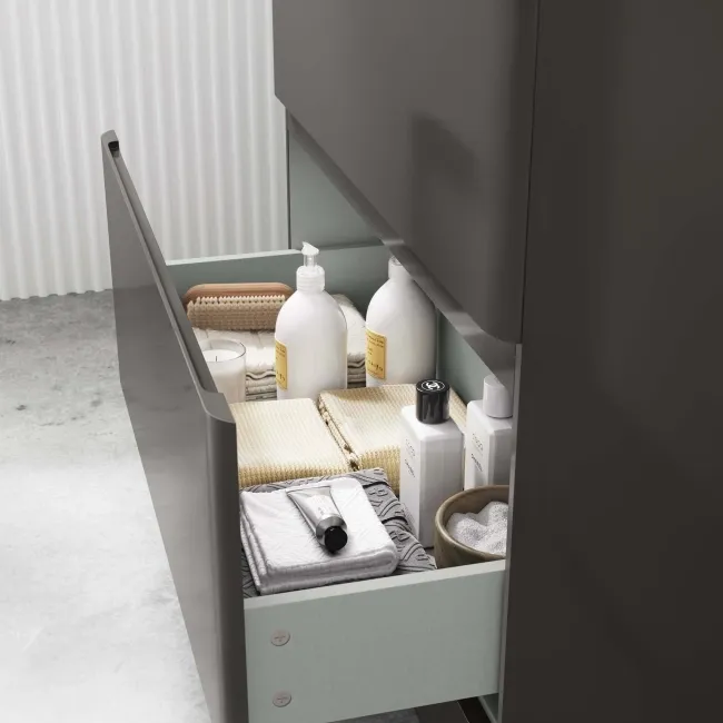Corsica Tungsten Grey Drawer Vanity with Marble Top 800mm - Excludes Counter Top Basin