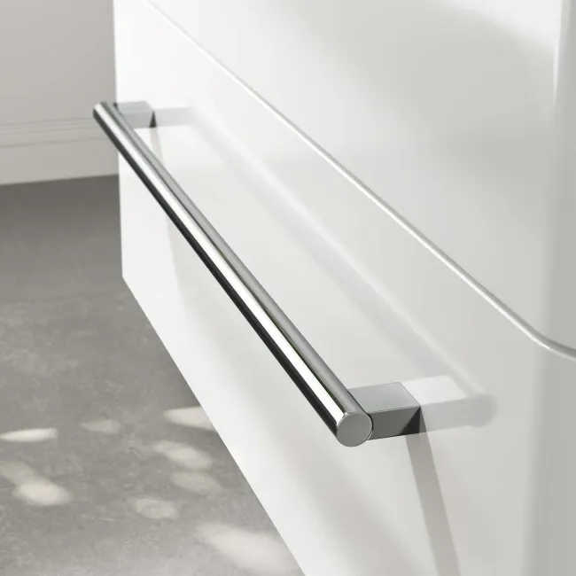 Omaha Gloss White Wall Hung Drawer Vanity with Marble Top & Curved Counter Top Basin 800mm