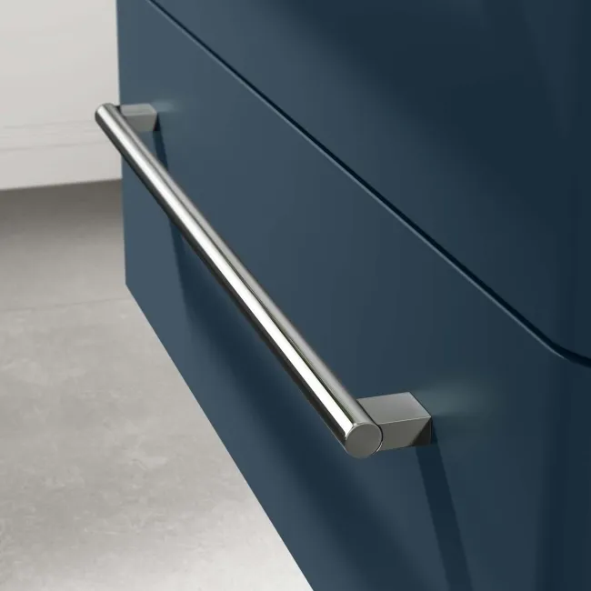 Omaha Navy Blue Wall Hung Drawer Vanity with Marble Top 800mm - Excludes Counter Top Basin