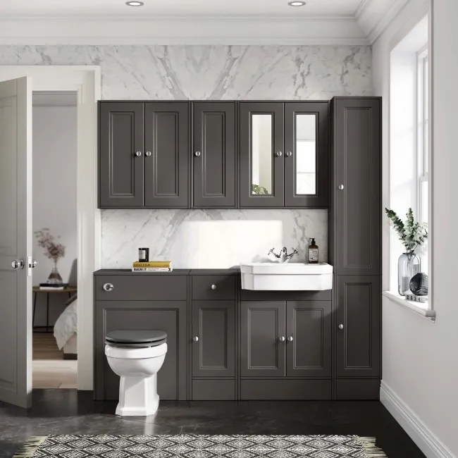 Monaco Graphite Grey Floor Standing Tall Cabinet Unit 1900x300mm