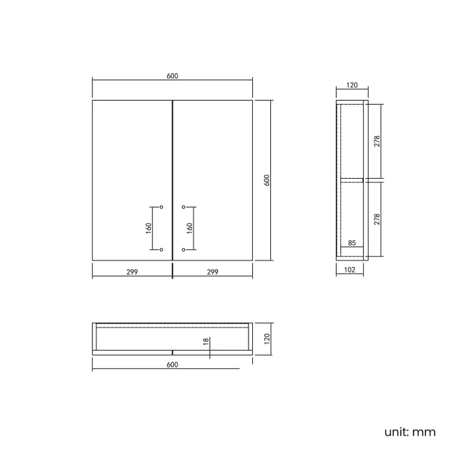 Harper Gloss White Wall Hung Cabinet 600x600mm