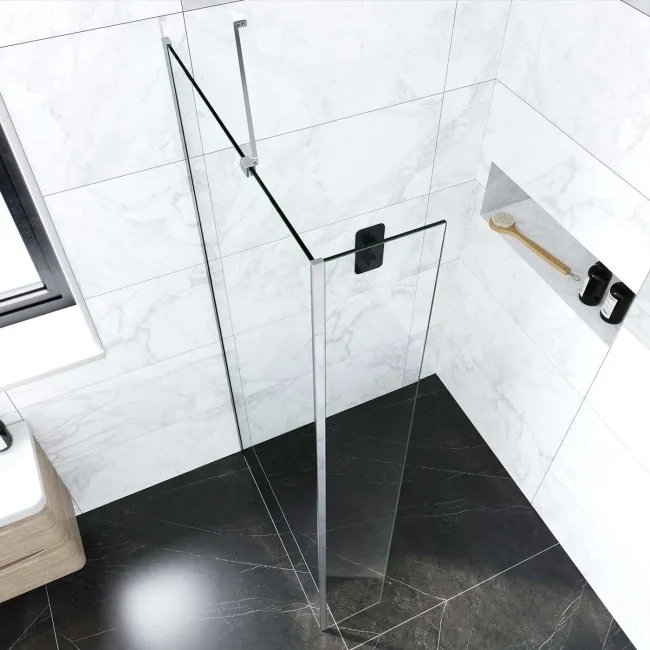 Copenhagen Easy Clean 8mm Wet Room Shower Glass Panel 1000mm & 250mm Return Panel