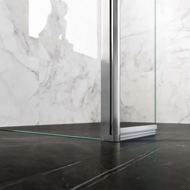 Copenhagen Easy Clean 8mm Walk In Shower Enclosure 1200mm & 900mm Glass with Pivotal Return Panel