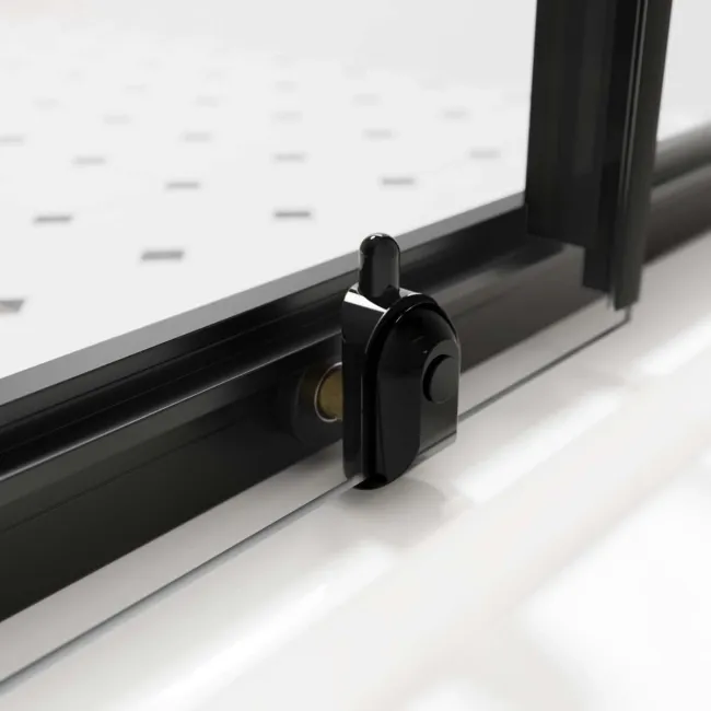 London Matt Black Grid 6mm Sliding Shower Enclosure 1400x800mm