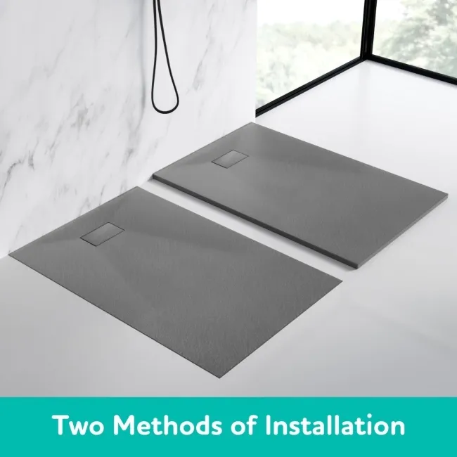 Berlin Square Dark Grey Slate Effect SMC Composite Shower Tray 900x900mm