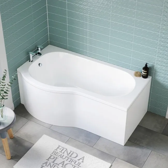 P Shaped 1500 Shower Bath - Left Handed