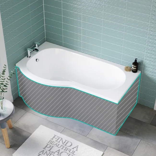 P Shaped 1500 Shower Bath - Left Handed