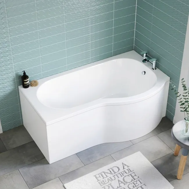 P Shaped 1500 Shower Bath - Right Handed