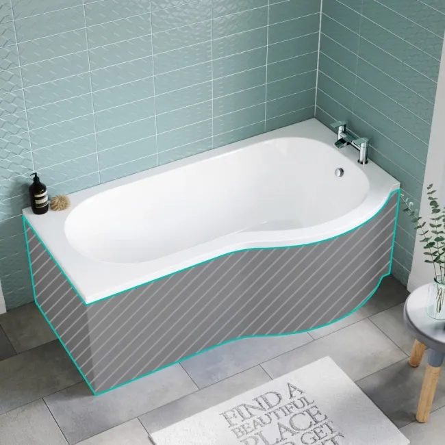 P Shaped 1600 Shower Bath - Right Handed