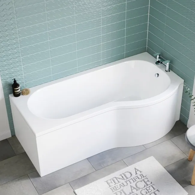 P Shaped 1700 Shower Bath - Right Handed