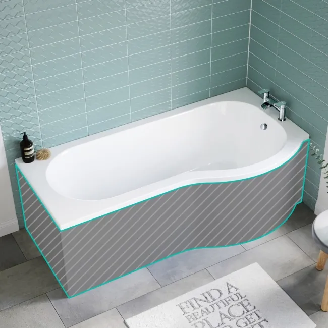 P Shaped 1700 Shower Bath - Right Handed