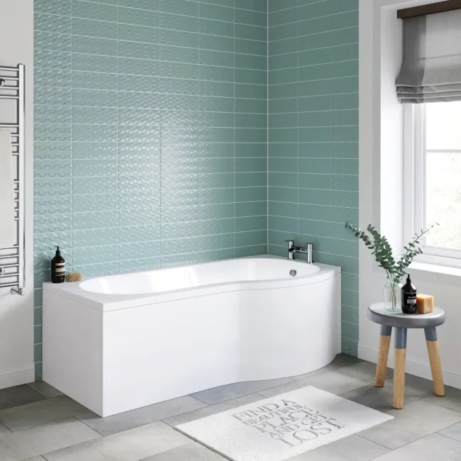 P Shaped 1700 Shower Bath - Right Handed