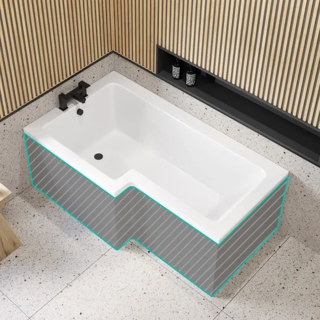 L Shaped 1600 Shower Bath - Left Handed