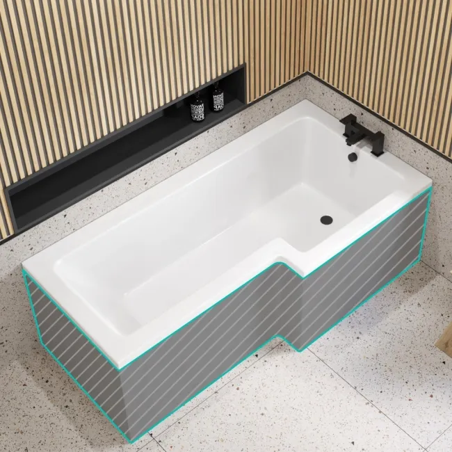 L Shaped 1700 Shower Bath - Right Handed