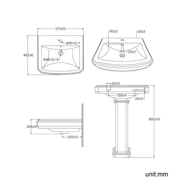 Hudson Traditional High-Level Toilet With Dove Grey Seat & Pedestal Basin - Single Tap Hole