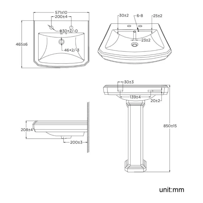 Hudson Traditional High-Level Toilet With Inky Blue Seat & Pedestal Basin - Double Tap Hole