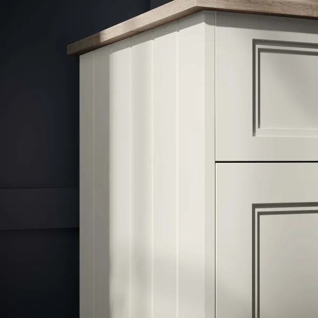 Lucia Chalk White Vanity With Oak Top & Round Counter Top Basin 840mm