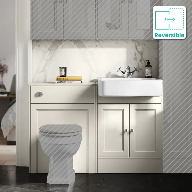 Monaco Chalk White Basin Vanity And Back To Wall Toilet Unit 1200mm