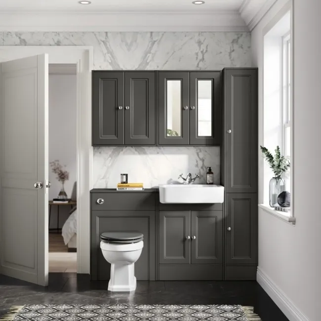 Monaco Graphite Grey Basin Vanity and Back To Wall Unit 1200mm (Excludes Pan & Cistern)