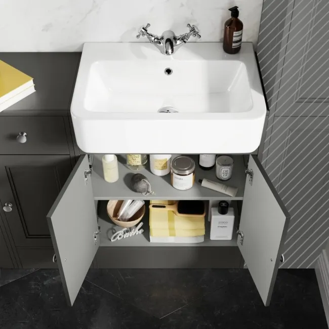 Monaco Graphite Grey Basin Vanity and Back To Wall Unit 1500mm (Excludes Pan & Cistern)